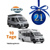 Zwei Carado-Wohnmobile als Adventskalender-Gewinn hinter Türchen 21 für einen 10-Tage-Reisegutschein.