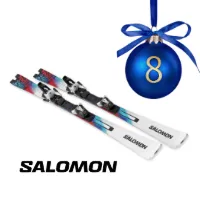 Ein paar auffällig bunte Skier der Marke Salomon bieten sich hinter Türchen 8